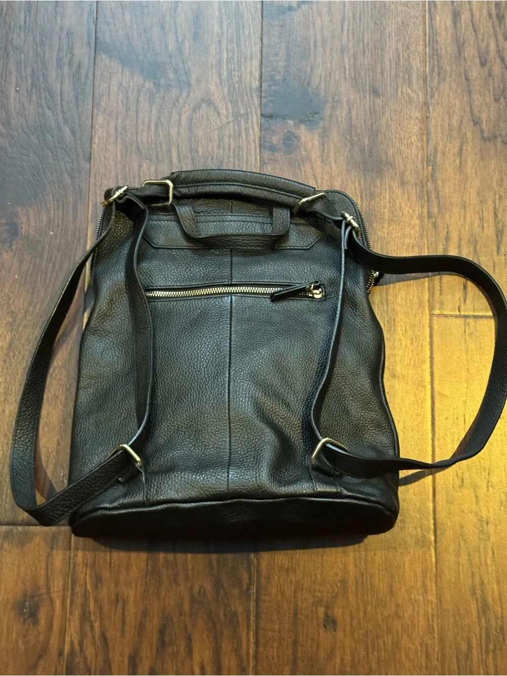 L Credi Classic Black Leather Backpack - Soft Italian Leather